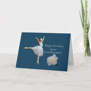 Birthday, Great Granddaughter, Ballerina on Blue Card
