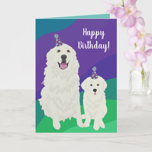 Birthday Great Pyrenees  Card (Orchid)