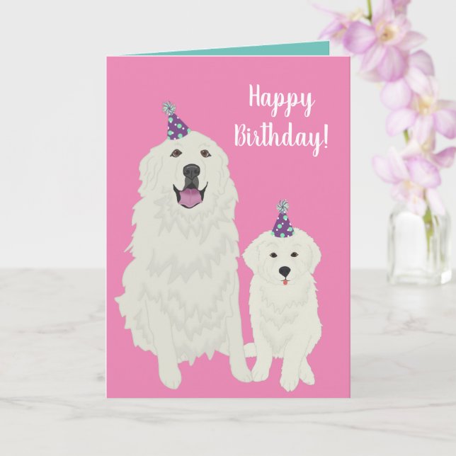 Birthday Great Pyrenees Mountain Dog Card (Orchid)