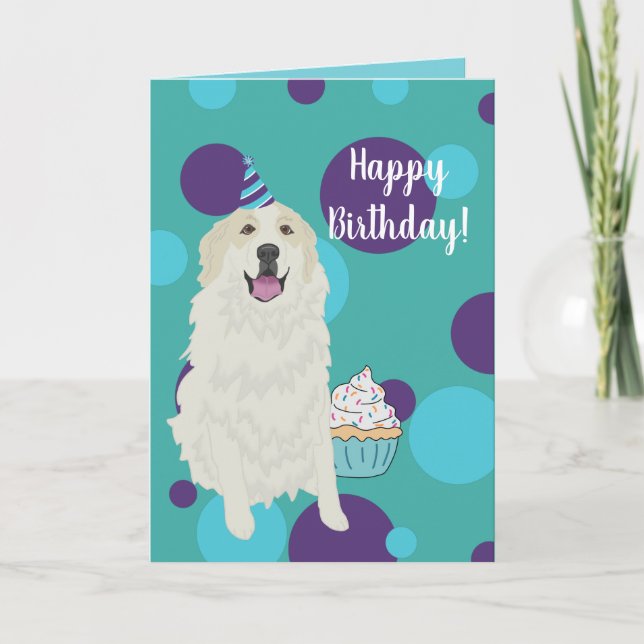 Birthday Great Pyrenees Mountain Dog Card (Front)