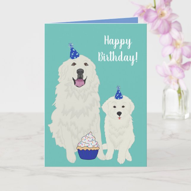 Birthday Great Pyrenees Mountain Dog Card (Orchid)