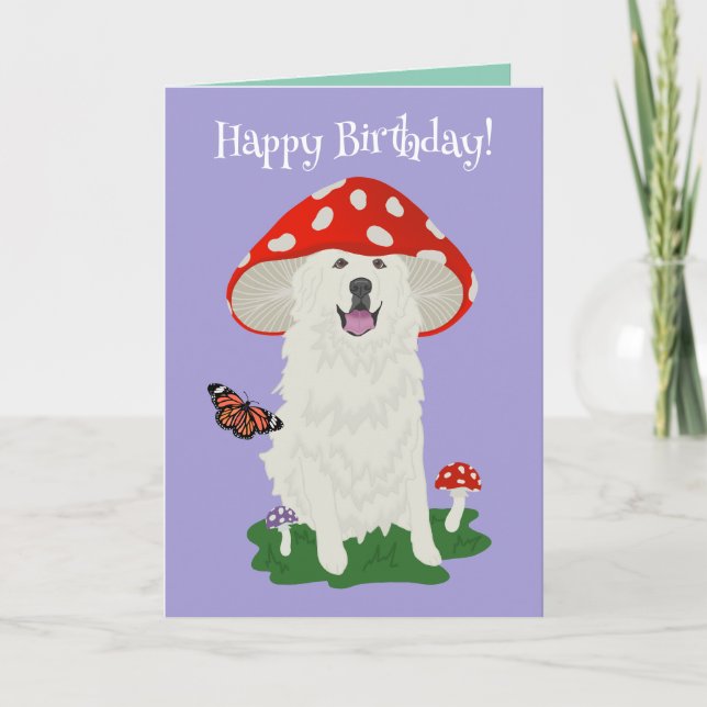 Birthday Great Pyrenees Mountain Dog Card (Front)