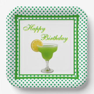 Birthday Green Margarita  Paper Plate