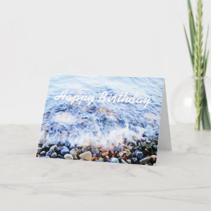 Birthday greetin card blue wave