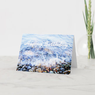 Birthday greeting card blue wave