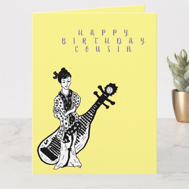 Birthday Greeting Card : Cousin Female (Small Plant)