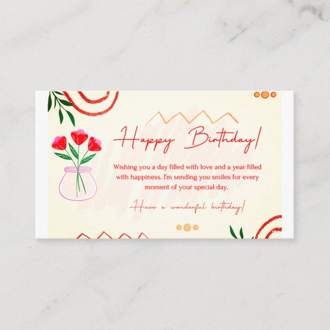 Birthday greeting card. enclosure card (Front)