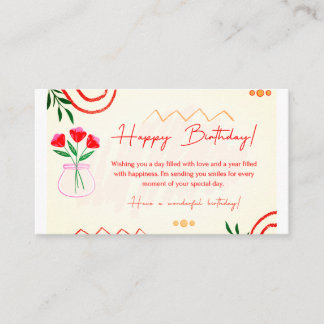 Birthday greeting card. enclosure card