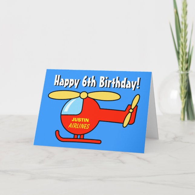 Birthday greeting card for boys | Toy helicopter (Front)