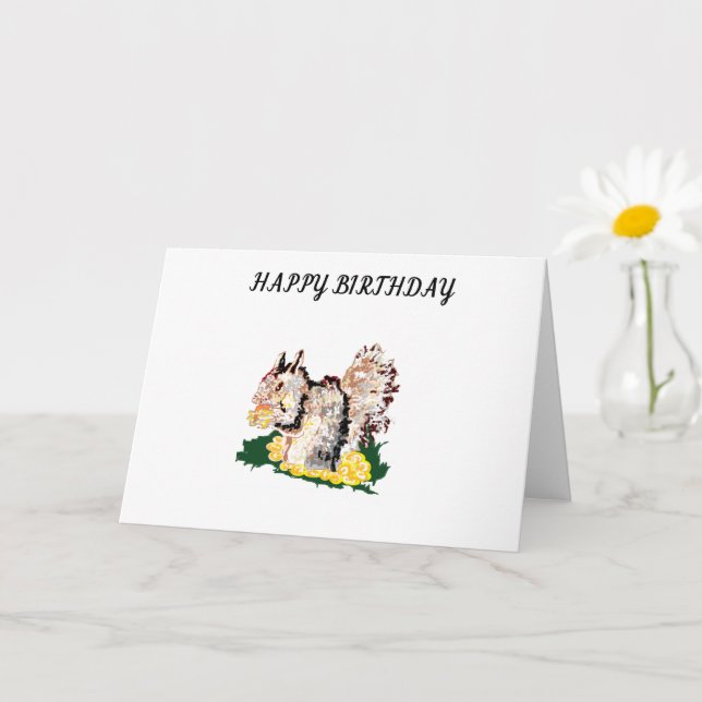 Birthday Greeting Card : Squirrel Nuts about You (Small Plant)