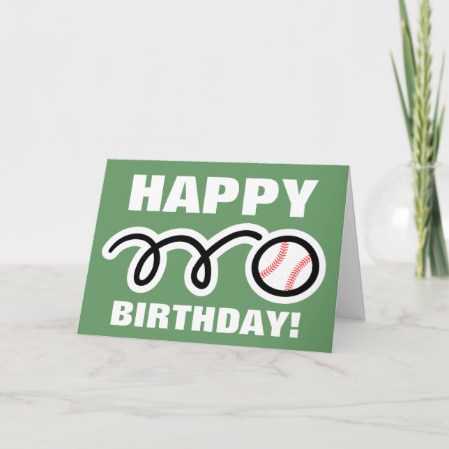 Birthday greeting card with baseball design (Front)