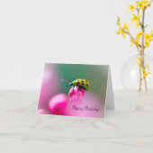 Birthday Greeting Card with Ladybug Design (Yellow Flower)