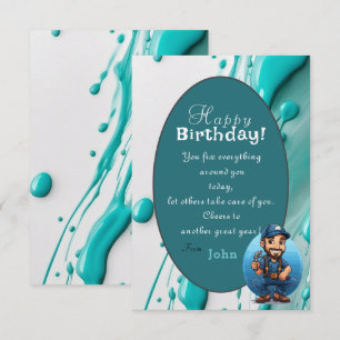 Birthday greeting to a plumber  card
