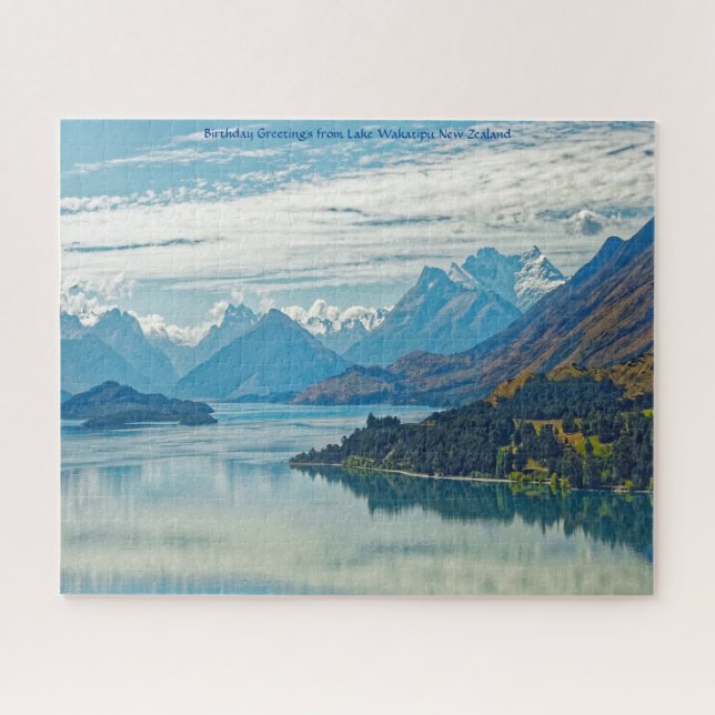 Birthday Greetings from Lake Wakatipu New Zealand Jigsaw Puzzle (Horizontal)