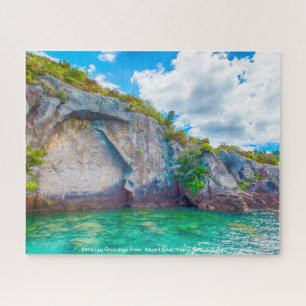 Birthday Greetings from  Maori Rock Mural Jigsaw Puzzle