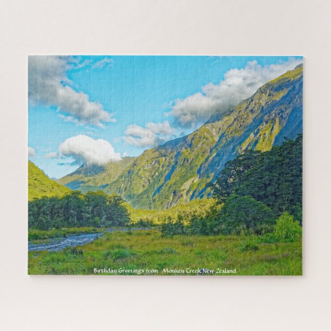 Birthday Greetings from  Monkey Creek New Zealand Jigsaw Puzzle (Horizontal)