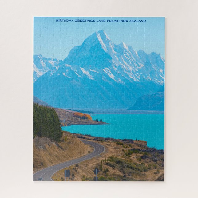 Birthday Greetings Lake Pukaki New Zealand Jigsaw Puzzle (Vertical)