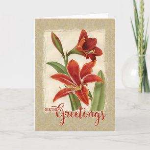 Birthday Greetings Lily Vintage Reproduction Card