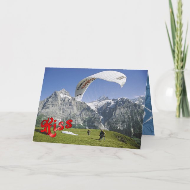 Birthday Greetings - Paragliding near the Jungfrau Card (Front)