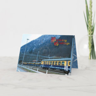 Birthday Greetings - Swiss Railway carriages Card