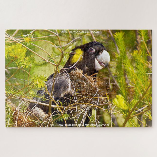 Birthday Greetings Yellow Tailed Black Cockatoo Jigsaw Puzzle (Horizontal)