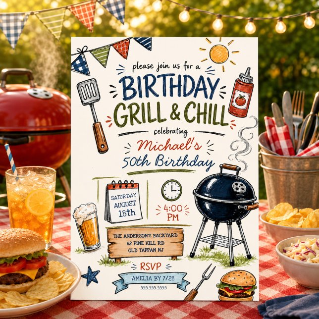 Birthday Grill & Chill BBQ Invitation (Creator Uploaded)