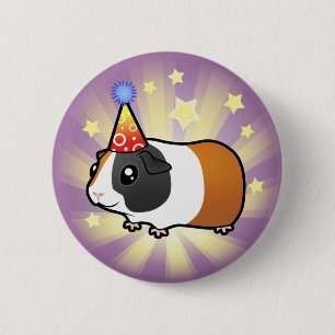 Birthday Guinea Pig (smooth hair) 6 Cm Round Badge