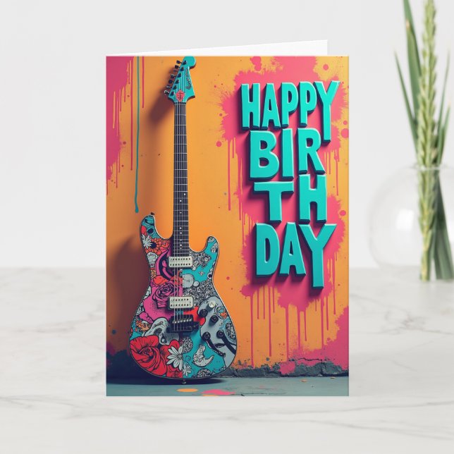 Birthday Guitar Art Card (Front)