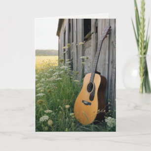 Birthday Guitar Leaning on a Country Barn Card