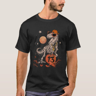 Birthday Halloween 13th Dinosaur Skeleton Scary Bo T-Shirt