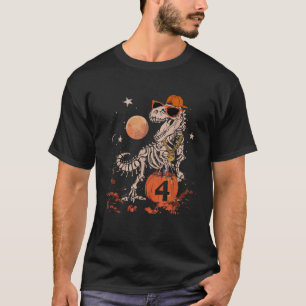 Birthday Halloween 4th Dinosaur Skeleton T REX Sca T-Shirt