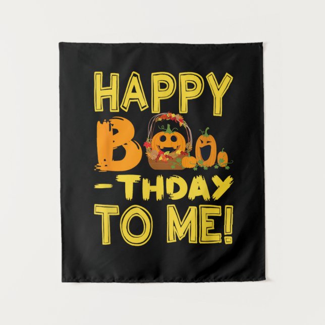 Birthday Halloween Happy Boo-thday to Me Pumpkin Tapestry (Front)