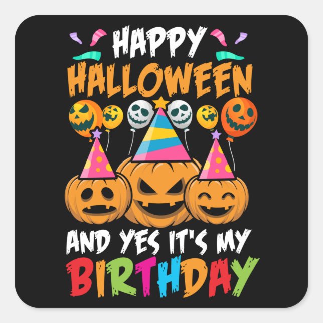 Birthday Halloween Square Sticker (Front)