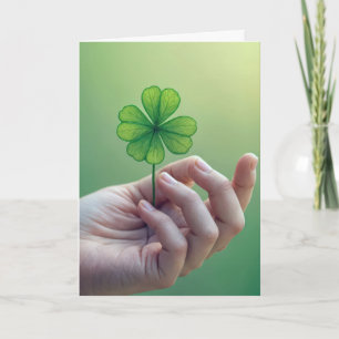 Birthday Hand Held Four-Leaf Clover Card