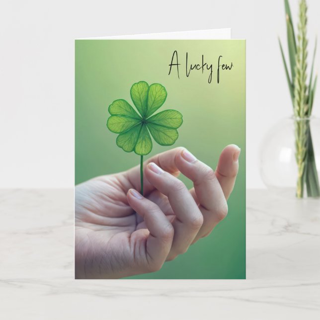Birthday Hand Held Four-Leaf Clover Card (Front)