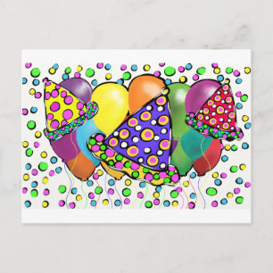 BIRTHDAY HATS DESIGN POSTCARD