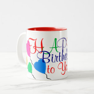 Birthday Heart Balloons Colourful Mug