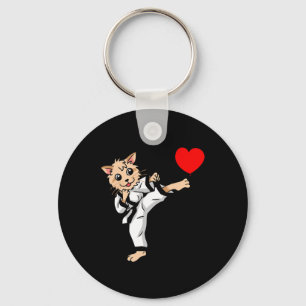 Birthday Heart Birthday Greetings Cat Karate Judo Key Ring