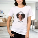 Birthday heart photo man girlfriend Tri-Blend shirt<br><div class="desc">For his girlfrield. Personalise and add his name,  age and photo. A heart as photo frame.  Black text.</div>