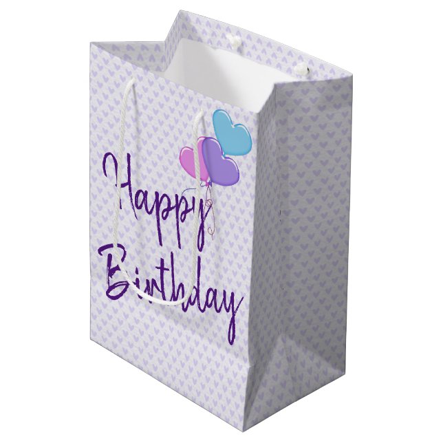 Birthday Hearts Medium Gift Bag (Front Angled)