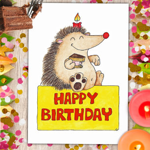 BIRTHDAY HEDGEHOG postcard by Nicole Janes