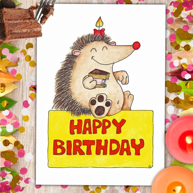 BIRTHDAY HEDGEHOG postcard by Nicole Janes (Creator Uploaded)