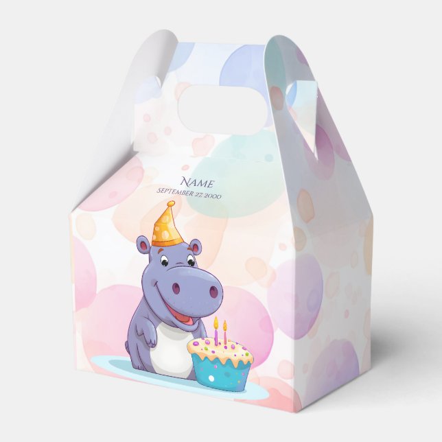 Birthday Hippo Favour Box (Front Side)