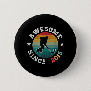 Birthday Hockey Lover Gift 10 Years Old Awesome Si 6 Cm Round Badge