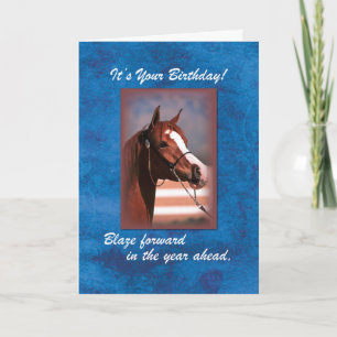 Birthday Horse on Blue Card