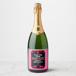 Birthday Horseback Riding Sparkling Wine Label