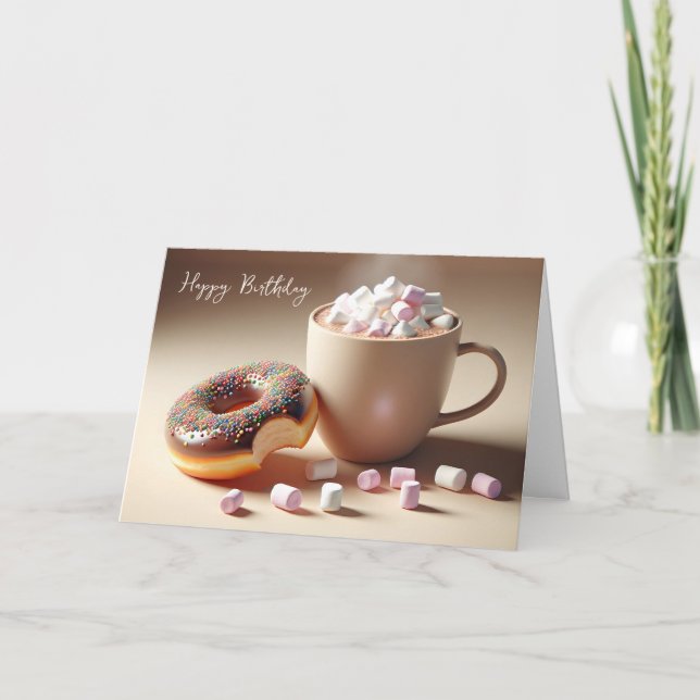 Birthday Hot Cocoa And Doughnut Card (Front)