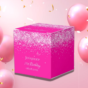 Birthday hot pink confetti girl favour box