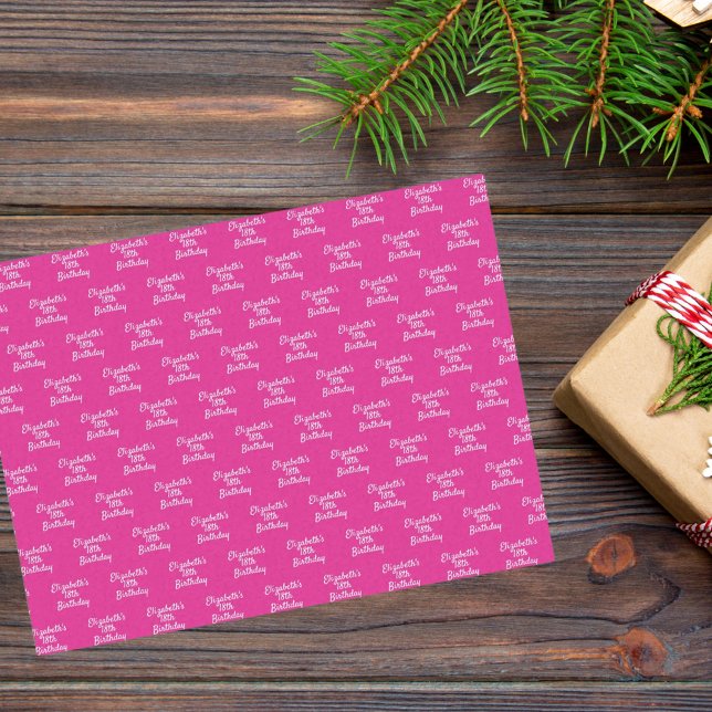 Birthday hot pink white name girly tissue paper (Creator Uploaded)
