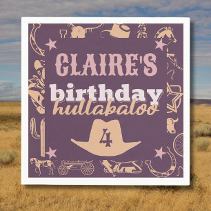 "Birthday Hullabaloo" Western Cowgirl Party Napkin